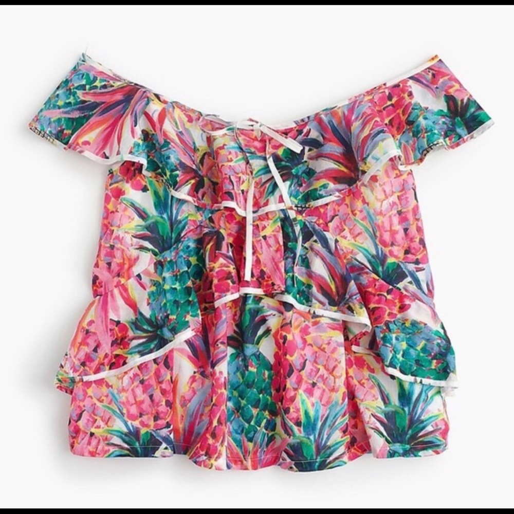 JCREW - Ruffle Top / Ratti Pineapple / 0 - Picture 2 of 8